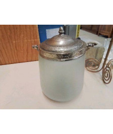 POT A BISCUIT ETAIN ET VERRE DÉPOLI 