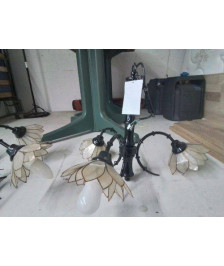 SUSPENSSION 3 FEUX EN FONTE BAMBOO ET NACRE TULIPE