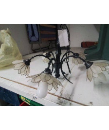 SUSPENSSION 5 FEUX EN FONTE BAMBOO ET NACRE TULIPE