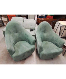 FAUTEUIL MICROFIBRE VERT ROTATIF
