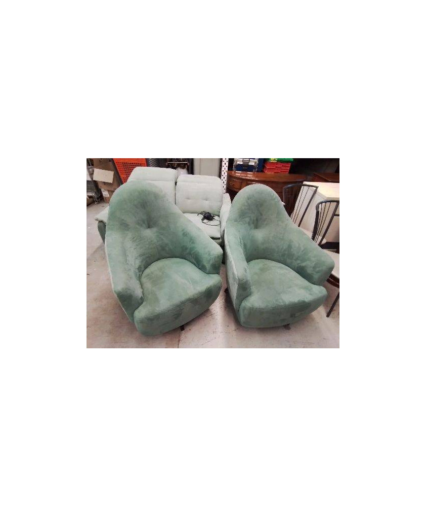 FAUTEUIL MICROFIBRE VERT ROTATIF