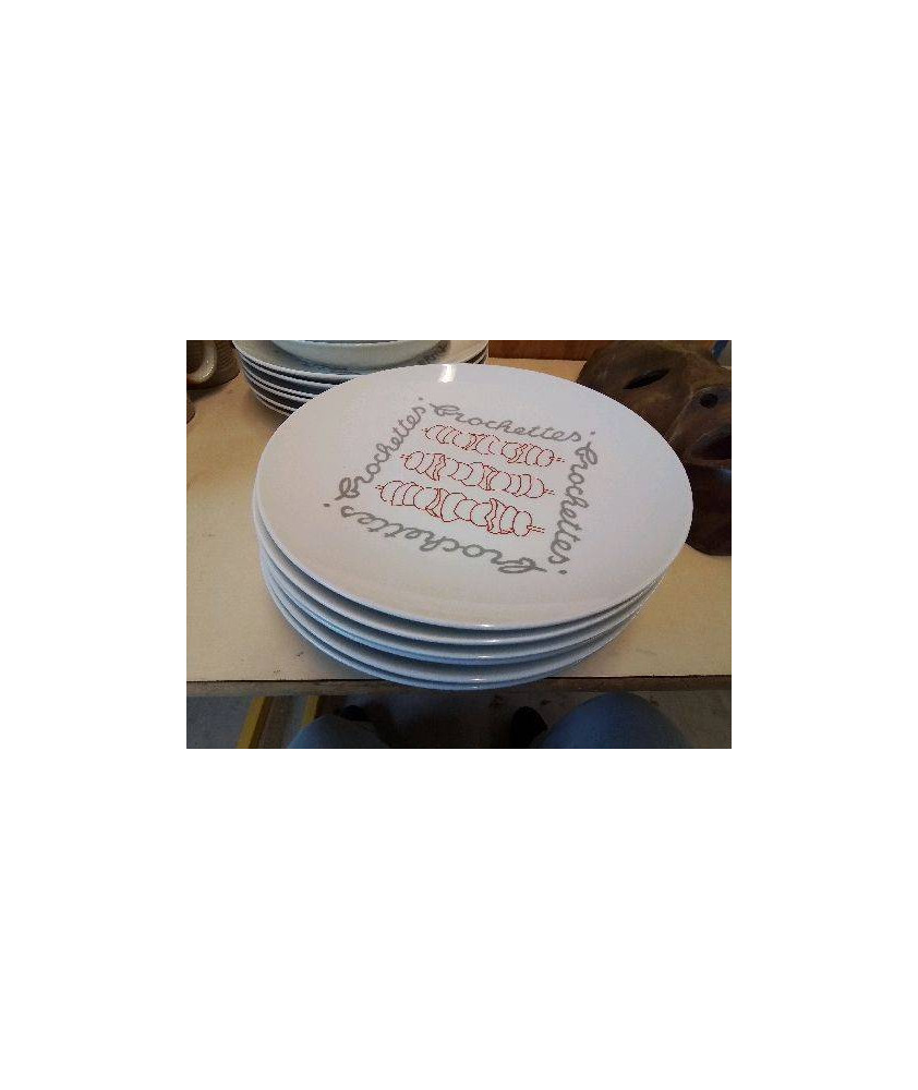 LOT DE 6 ASSIETTES À BROCHETTE 