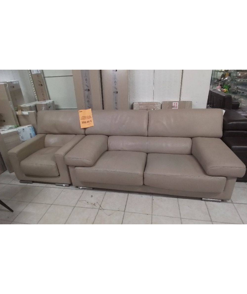 CANAPE 3PL +1 FAUTEUIL ROCHES BOBOIS CUIR BEIGE