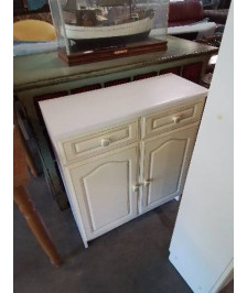 MEUBLE DE SALLE DE BAIN BOIS MOULURÉ BLANC 2 PORTES 2 TIROIRS 