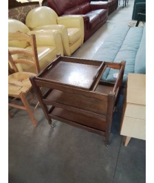 DESSERTE A ROULETTES AVEC PLATEAU BOIS CHANTOURNÉ STYLE RÉGENCE 