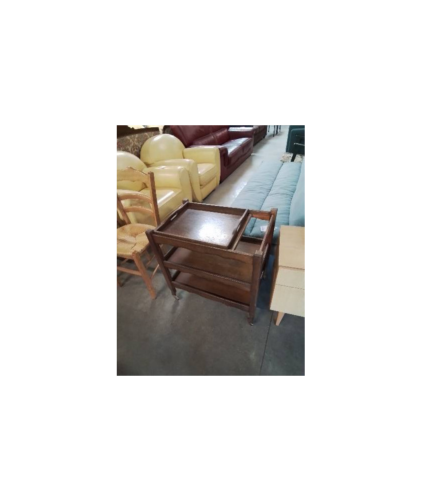 DESSERTE A ROULETTES AVEC PLATEAU BOIS CHANTOURNÉ STYLE RÉGENCE 