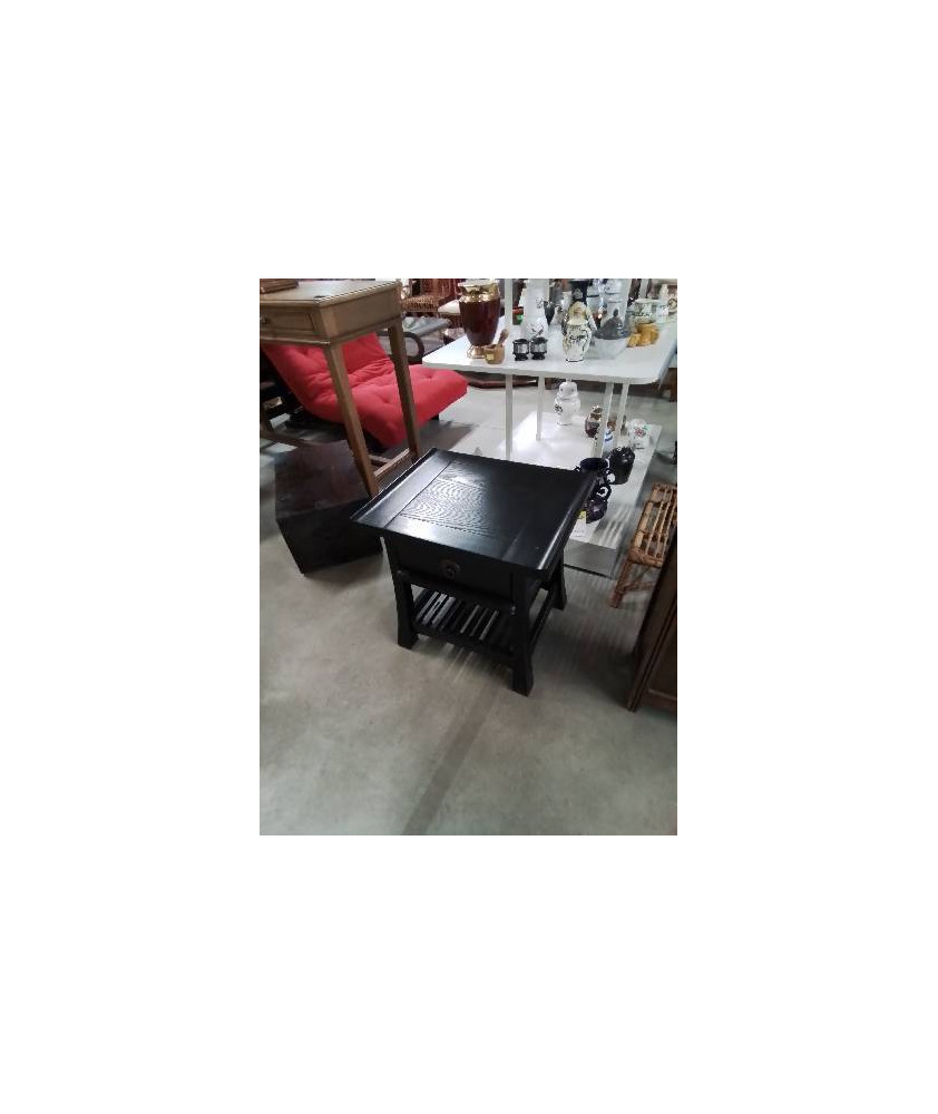 CHEVET BOIS NOIR WENGE 1 TIROIR STYLE ASIATIQUE 