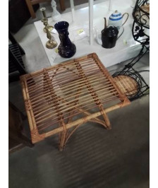 TABLE BASSE RECTANGULAIRE BAMBOU ET VANNERIE ANNÉES 50