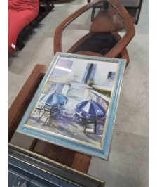 GRAVURE PARASOLS BLEU