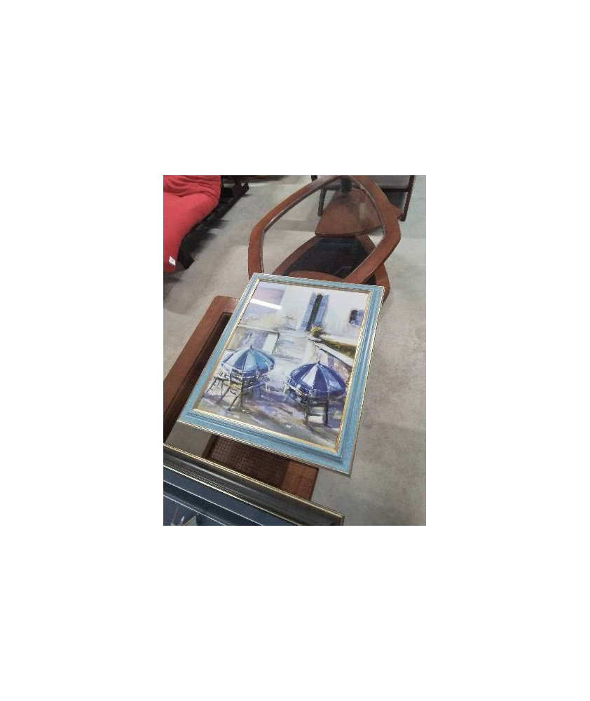 GRAVURE PARASOLS BLEU