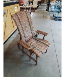 TRANSAT DOSSIER RÉGLABLE ROTIN ANNÉES 50 EN L\'ÉTAT 