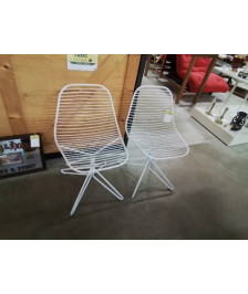 PAIRE DE CHAISES MÉTAL BLANC DESIGN  HENRIK PEDERSEN EDITEUR HOUE 