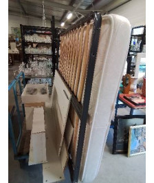 SOMMIER CADRE MÉTAL GRIS A LATTES 140X190CM 