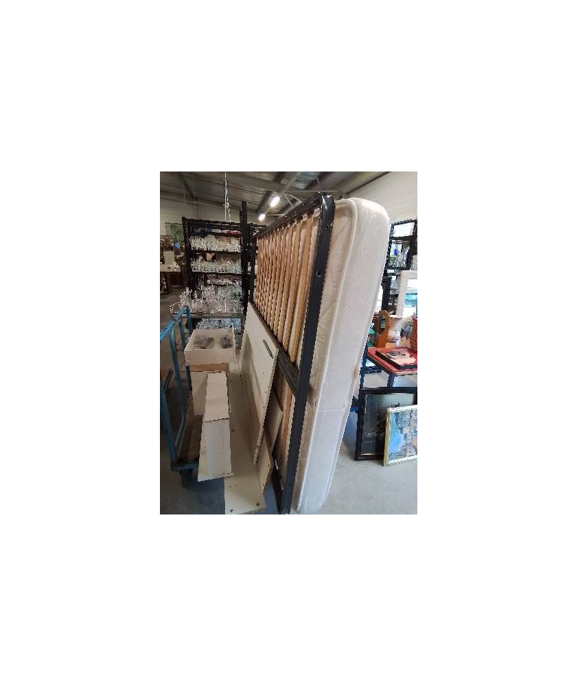 SOMMIER CADRE MÉTAL GRIS A LATTES 140X190CM 