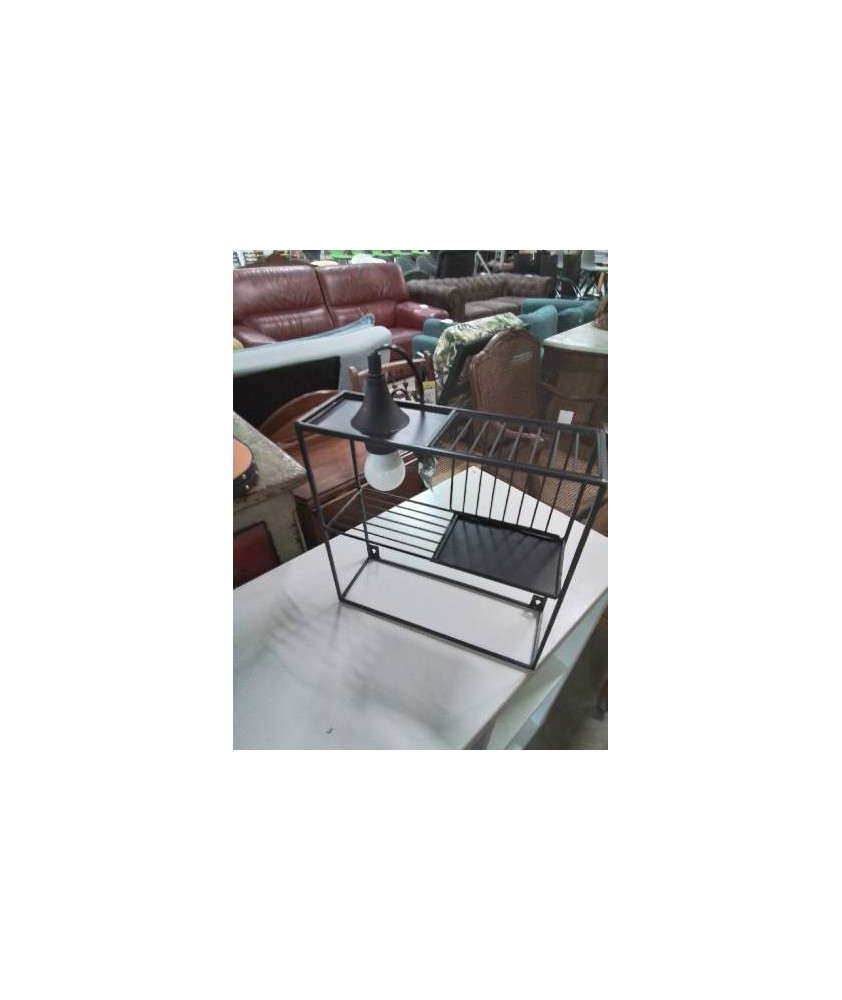 ÉTAGÈRE MURALE  LAMPE MÉTAL NOIR