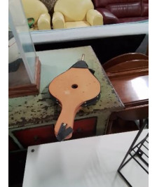 SOUFFLET DE CHEMINÉE BOIS ORANGÉ ET CUIR NOIR