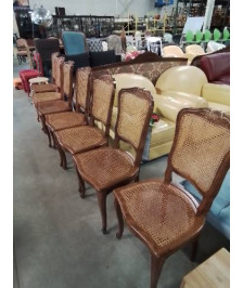 7 CHAISES BOIS ASSISE ET DOSSIER CANNÉ STYLE RÉGENCE COQUILLE