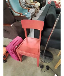 CHAISE BOIS PEINT ROUGE ANNÉES 50