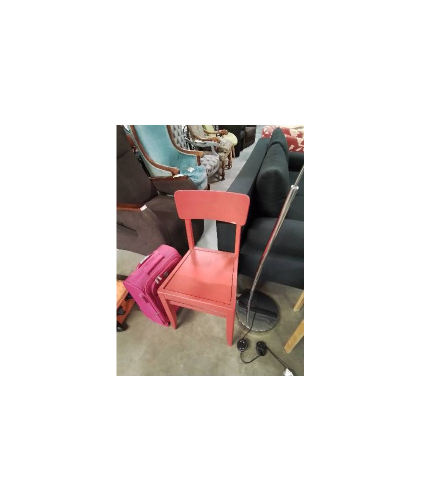 CHAISE BOIS PEINT ROUGE ANNÉES 50