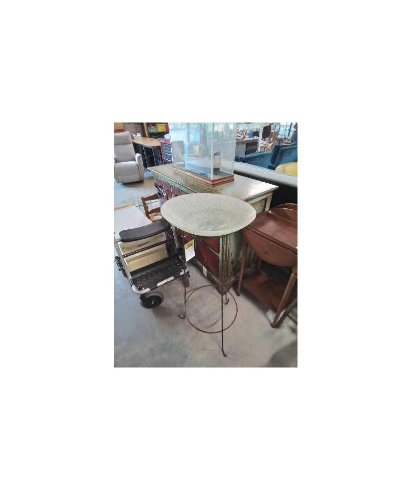 VASQUE VERRE SUR PIED MÉTAL CHOCOLAT 