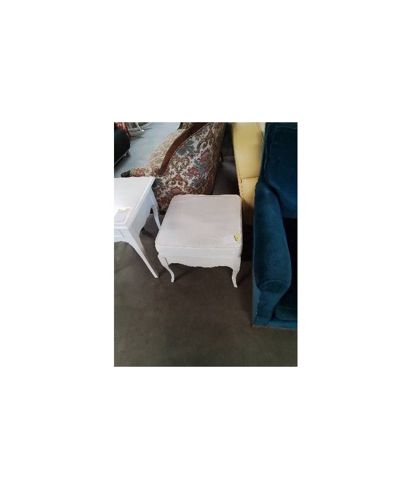 TABOURET PIÈTEMENT BOIS BLANC ASSISE TISSU BLANC 
