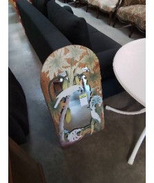 MIROIR CINTRÉ BOIS COLORÉ DÉCOR AUX PERROQUETS