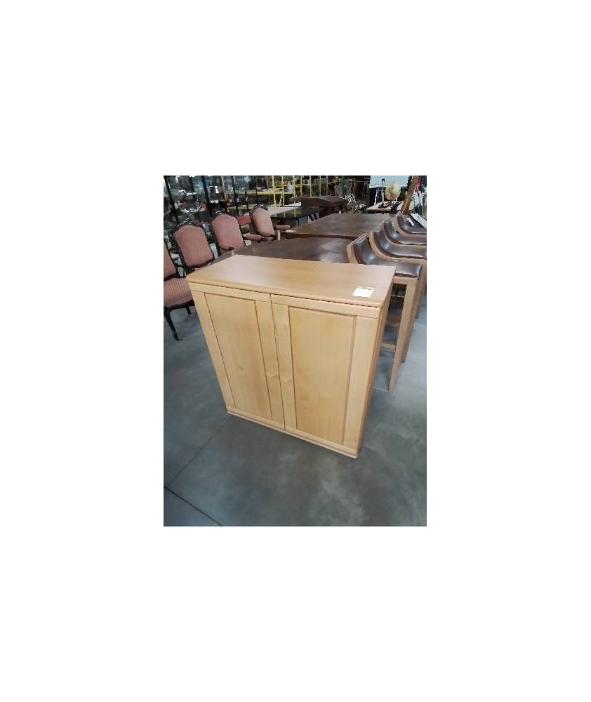 ARMOIRE BASSE BOIS CLAIR 2 PORTES BATTANTES 