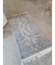 TAPIS LAINE BERGAME TURC BLEU ET ECRU 150X80CM