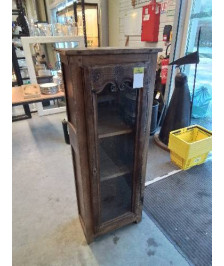 VITRINE BOIS MOULURÉ ET SCULPTÉ 1 PORTE FIN XIXE 