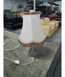 LAMPE PIED CRISTAL AJ ECRU A FRANGES 
