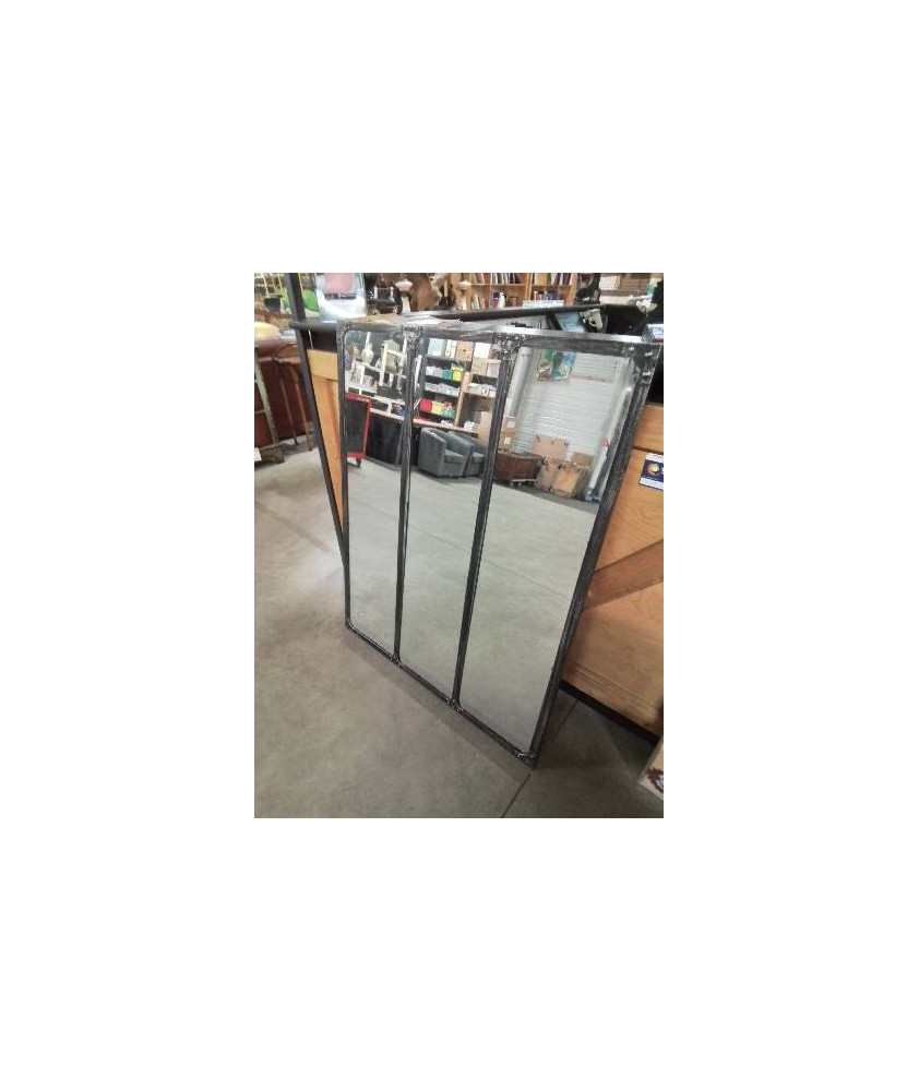 MIROIR RECTANGULAIRE MÉTALLIQUE NOIR STYLE INDUSTRIEL 