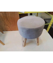 TABOURET VELOURS GRIS