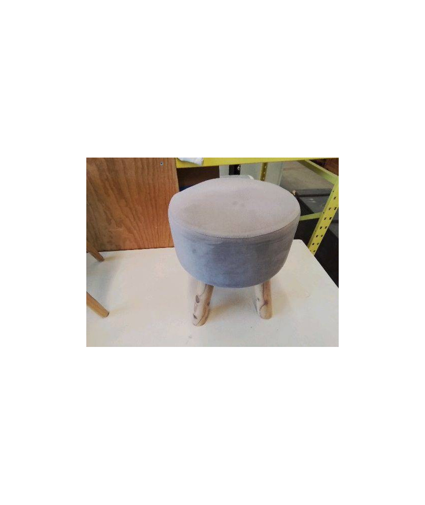 TABOURET VELOURS GRIS