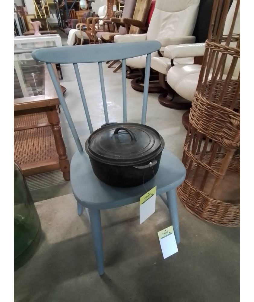 CHAISE ENFANT A BARREAUX BOIS PEINT TAUPE ANNÉES 50