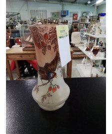 VASE VERRE ÉMAILLÉ AU MOINEAU LEGRAS ART NOUVEAU