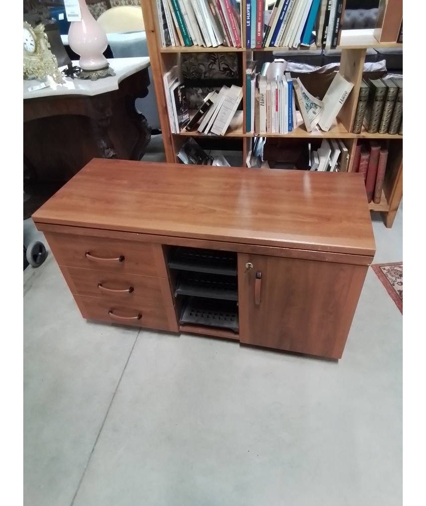 MEUBLE DE BUREAU A ROULETTES BOIS CLAIR 3 COMPARTIMENTS A COURRIERS 3 TIROIRS 1 PORTE