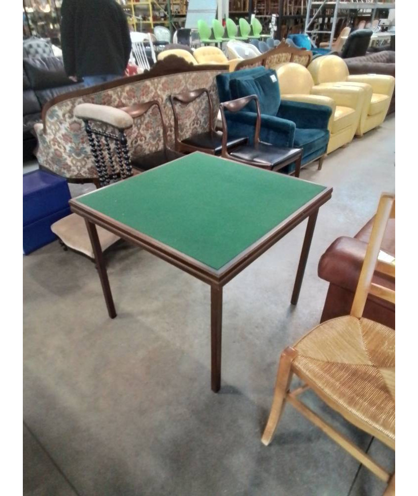 TABLE A JEU PLIANTE BOIS PLATEAU TISSU VERT