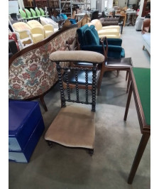 PRIE DIEU BOIS NOIRCI ASSISE TISSU TAUPE NAPOLÉON III