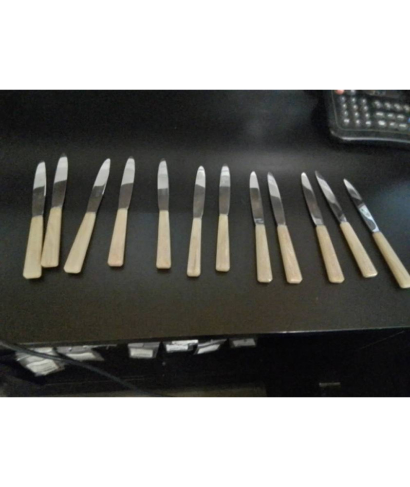 12 COUTEAUX ACIER INOX GEMINEL LE HAVRE ANNÉES 60