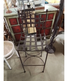 TABOURET DE BAR FER FORGÉ CHOCOLAT A CROISILLONS 