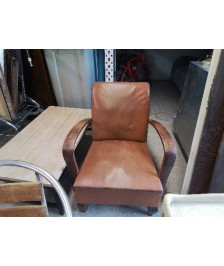 FAUTEUIL BOIS ET CUIR 