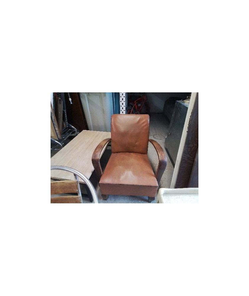 FAUTEUIL BOIS ET CUIR 