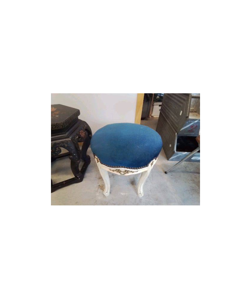 TABOURET POUF BLEU STYLE LOUIS XV 