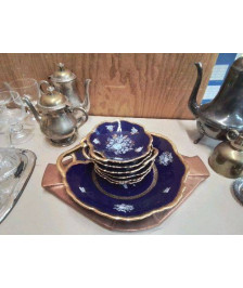 SERVICE BLEU BORDURE DORÉ