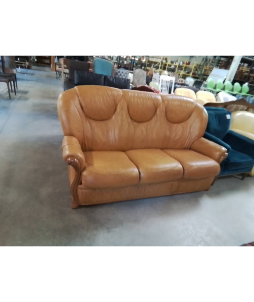 CANAPÉ CUIR FAUVE 3 PLACES