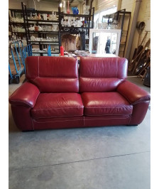 CANAPÉ 2 PLACES CUIR ROUGE