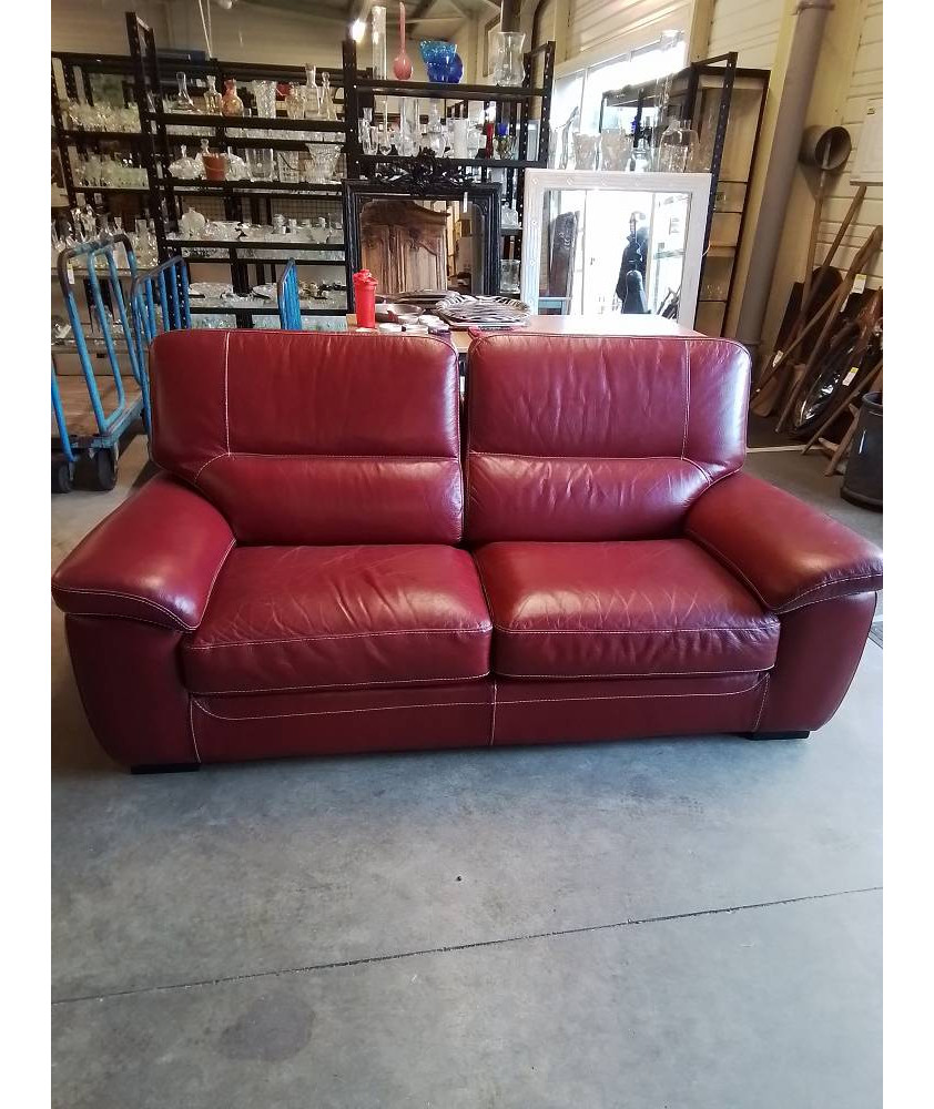 CANAPÉ 2 PLACES CUIR ROUGE