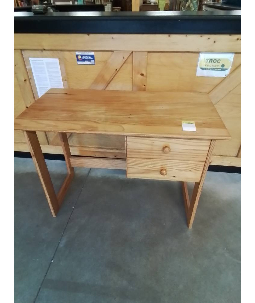 BUREAU RECTANGULAIRE PIN 2 TIROIRS 