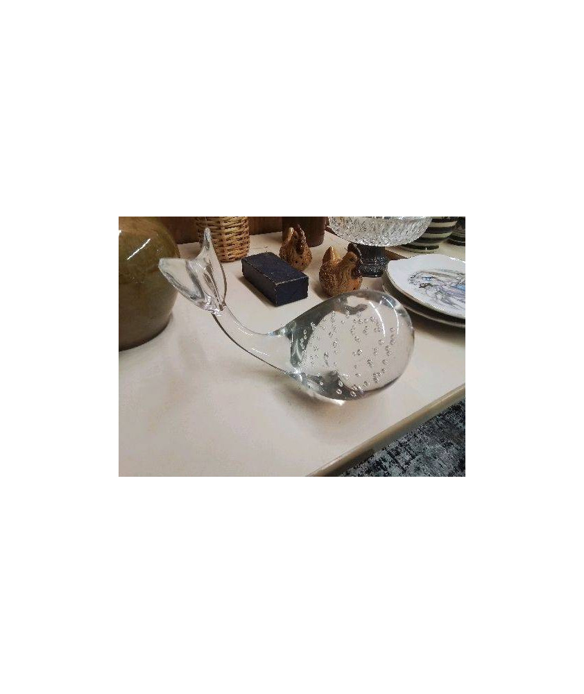 OBJET DECO BALEINE EN VERRE 