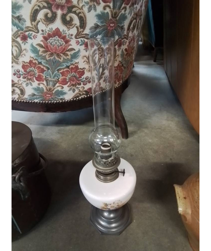 LAMPE A PETROLE CÉRAMIQUE AUX FLEURS 